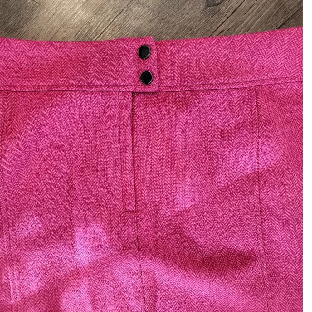 H&M Pink Herringbone Wool Blend Mini Skirt Size 12 A-Line - Picture 3 of 7